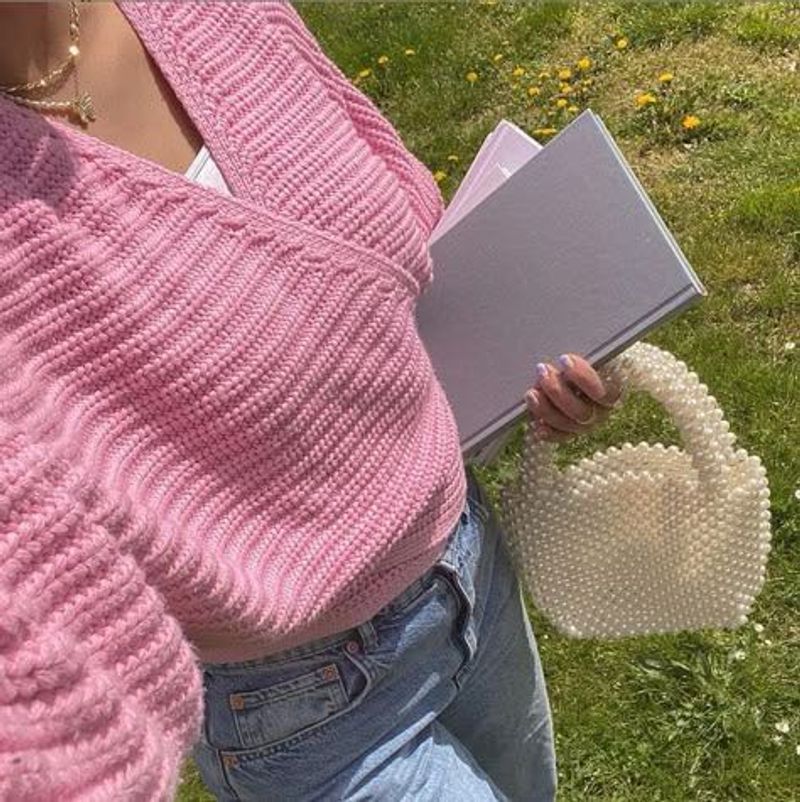 Pink Knit Wrap Sweater