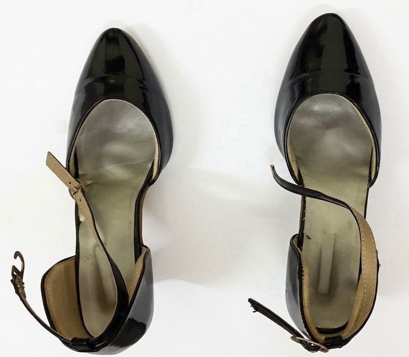 Classic Black Patent Heels with Ankle Strap