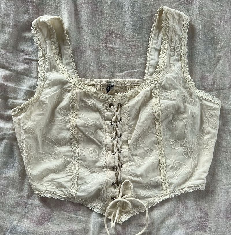 Lace-Up Corset Crop Top
