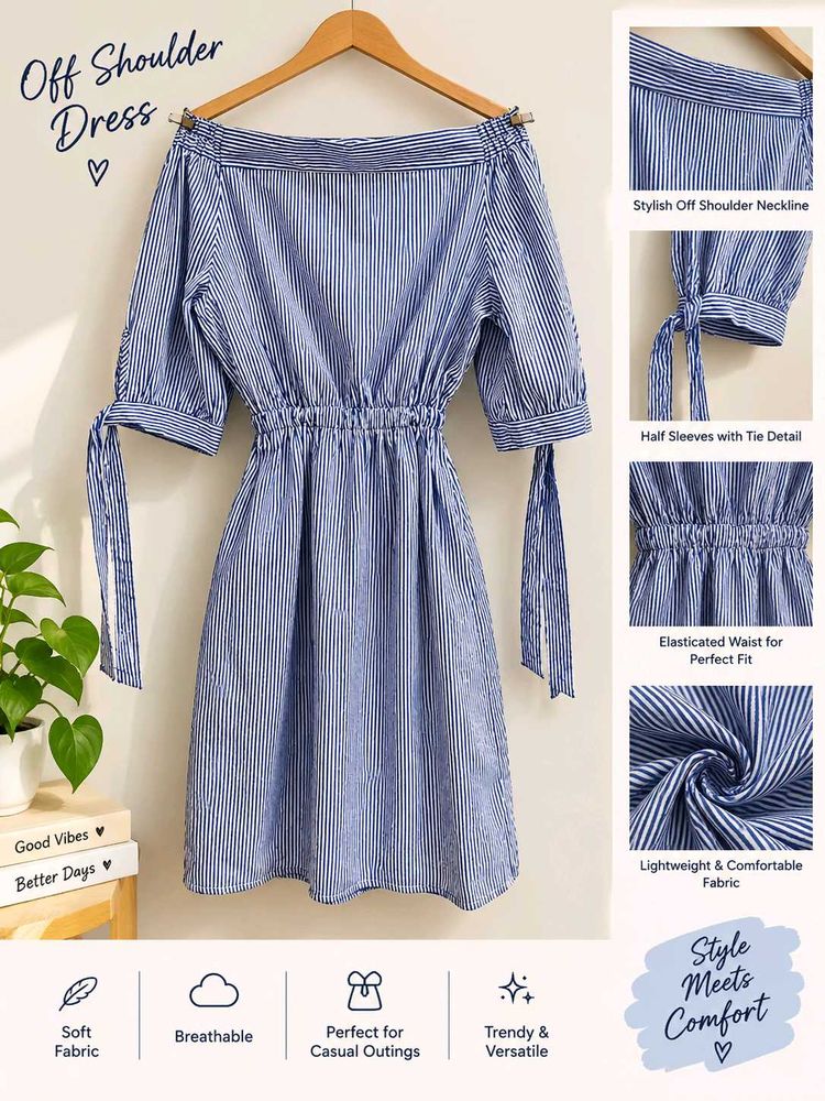 Striped Off-Shoulder Dress