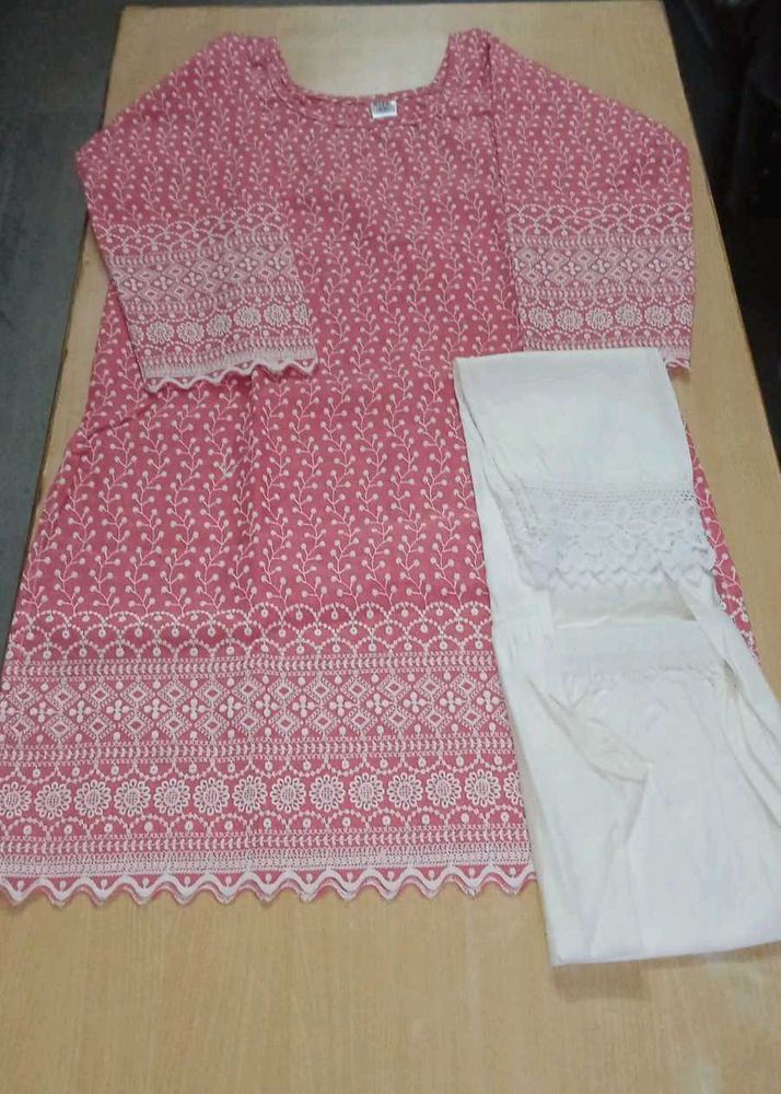 Elegant Pink Printed Kurta Set