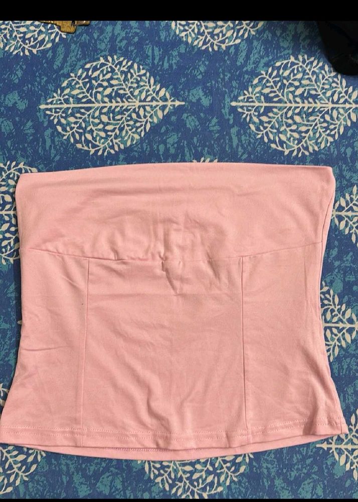 Pink Strapless Tube Top