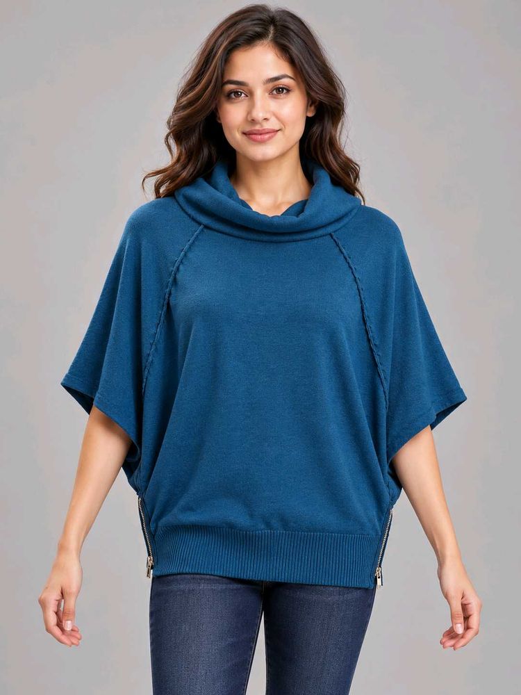 Stylish Teal Cowl Neck Top
