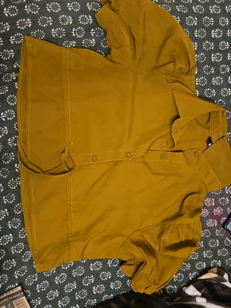 Mustard Yellow Puff Sleeve Top