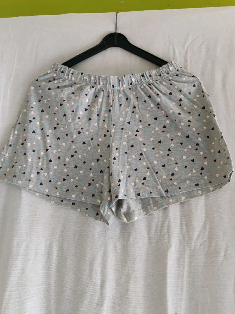 Cute Heart Print Pajama Shorts