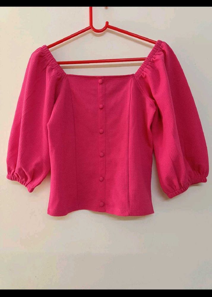 Pink Puff Sleeves Top