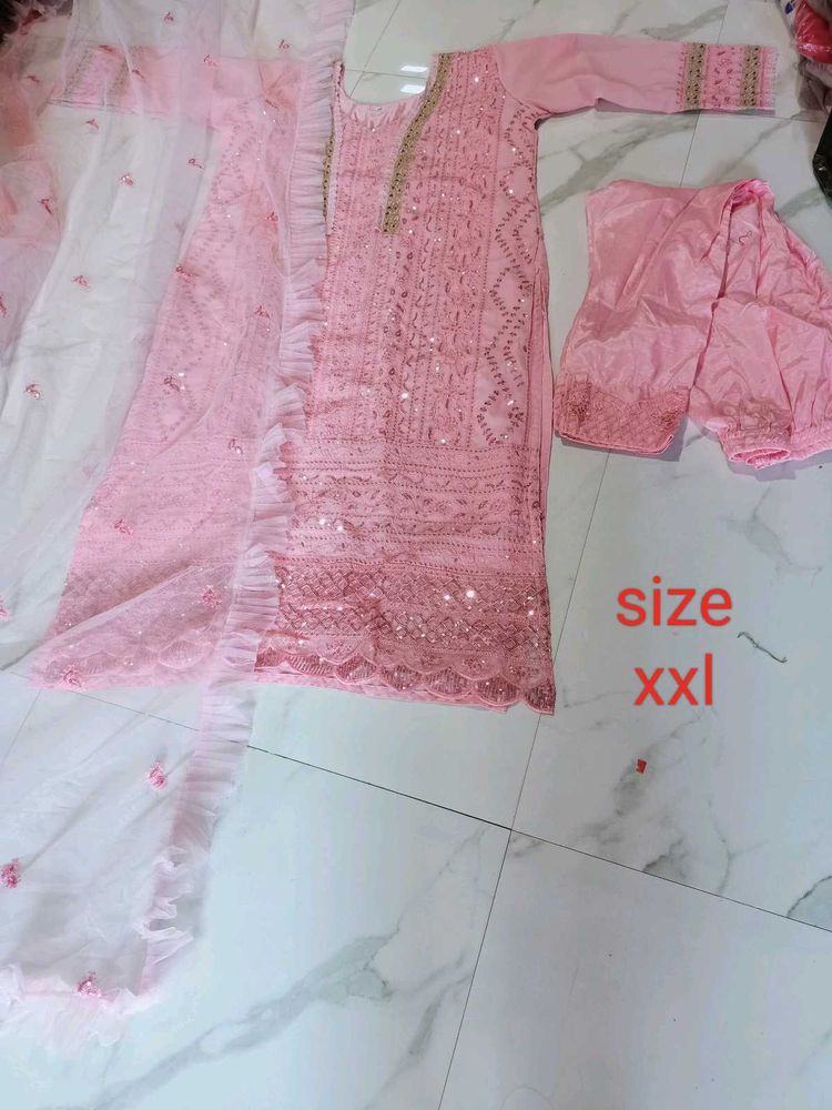 Elegant Pink Sequined Kurta Set