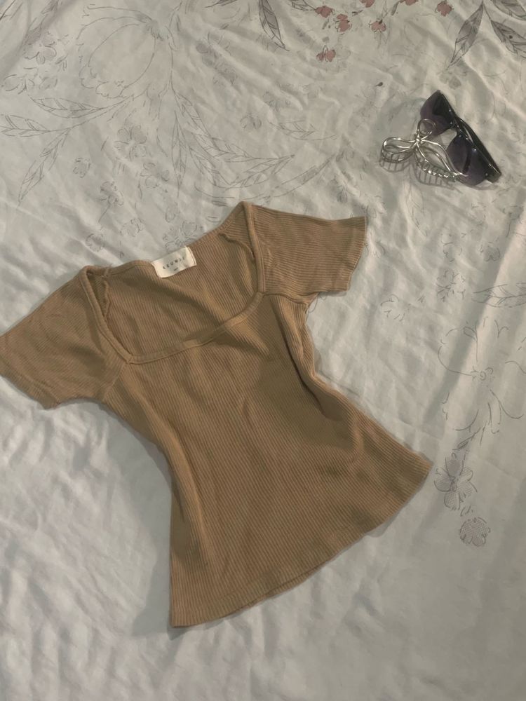 Ribbed Square Neck Top
