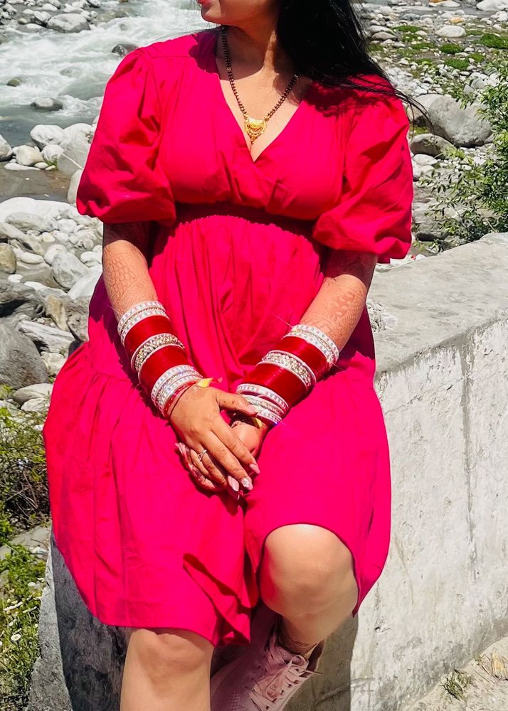 Pink Puff Sleeve Dress