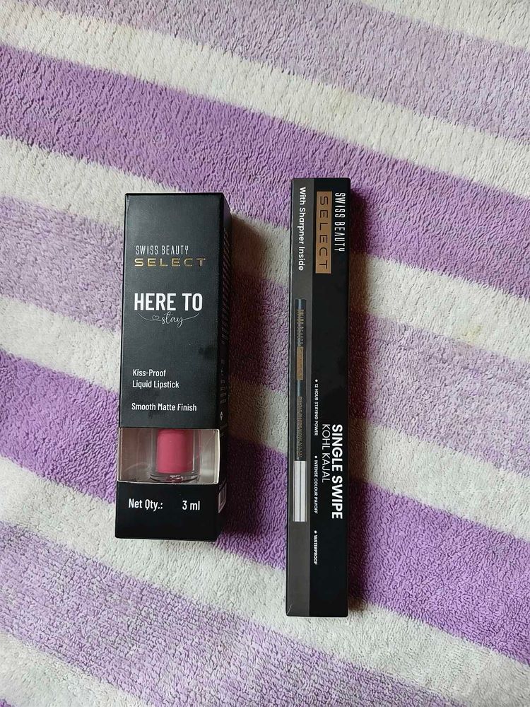 Swiss Beauty Lipstick &amp; Kajal Combo 🎉