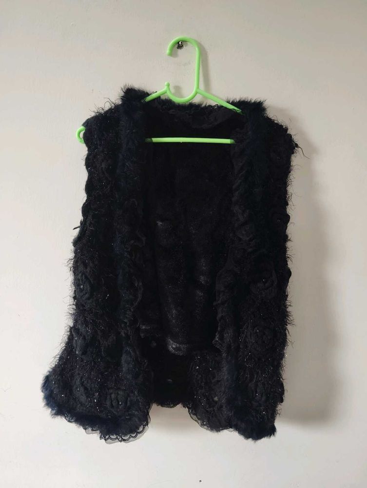 Black Fuzzy Vest