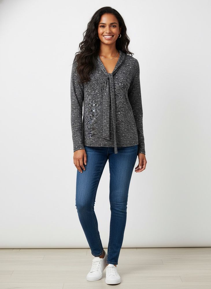 Cozy Graphic Print Long Sleeve Top