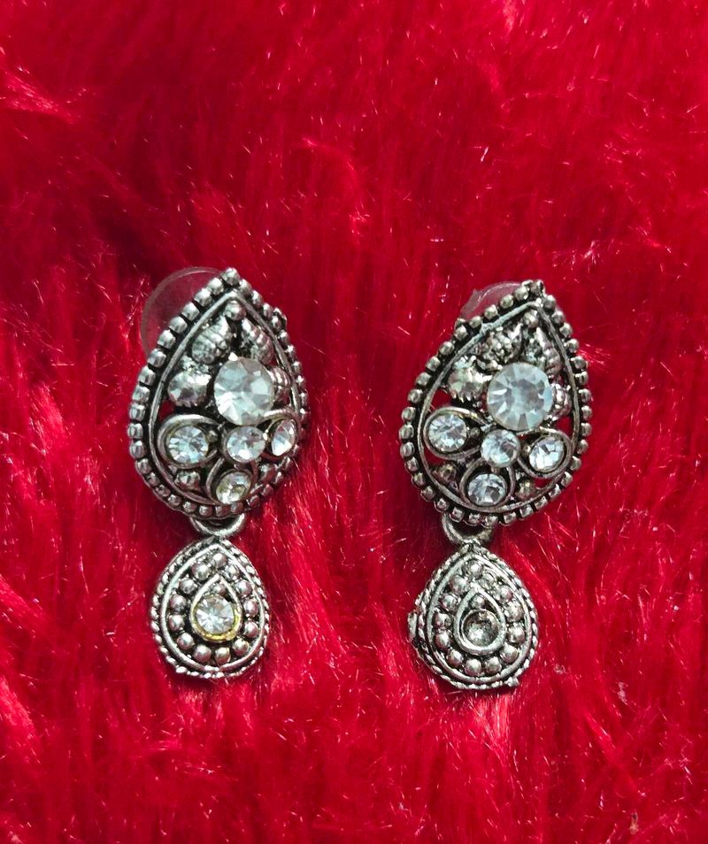 Elegant Silver Tone Drop Earrings