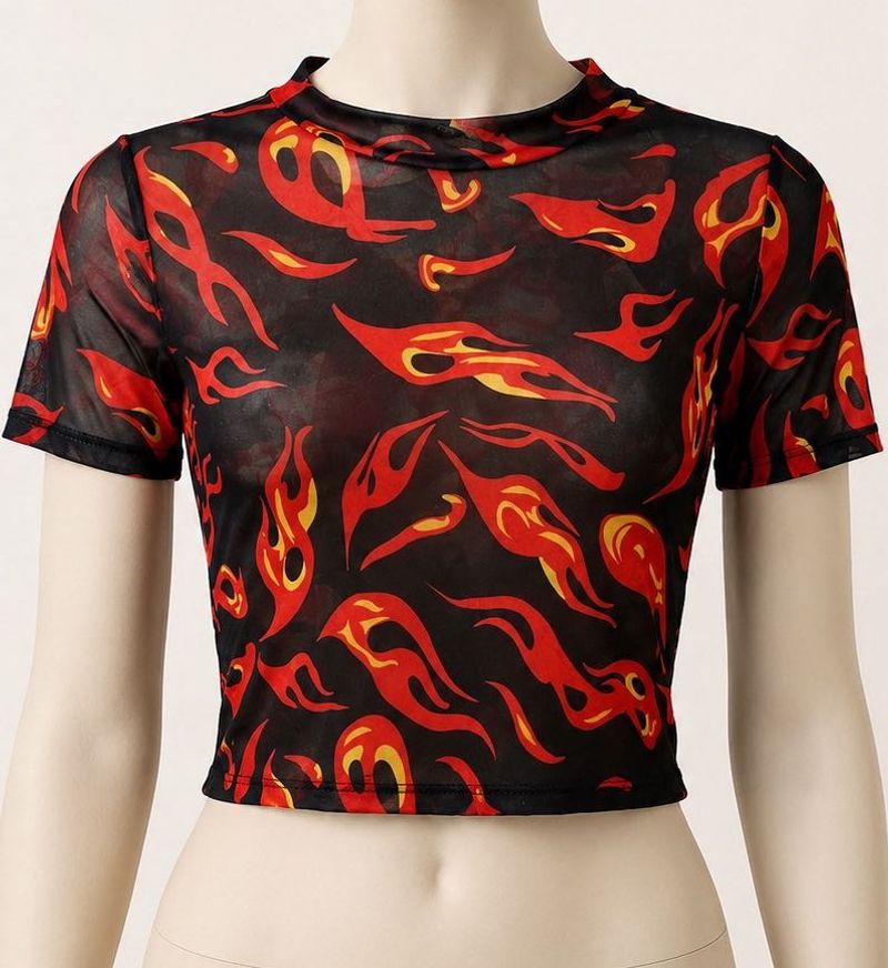 Flame Mesh Crop Top