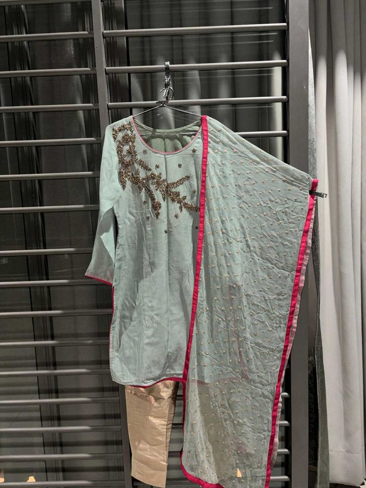 Zardozi Embroidered Kurta Set with Dupatta