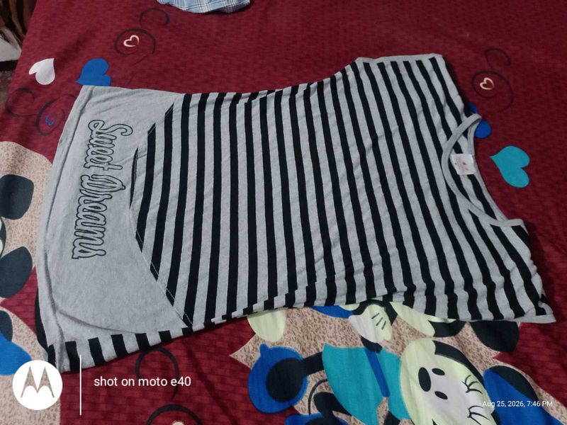 Striped Sleep Top with "Sweet Dreams" Graphic