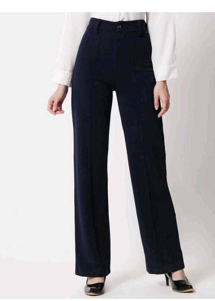Classic Navy Wide-Leg Trousers