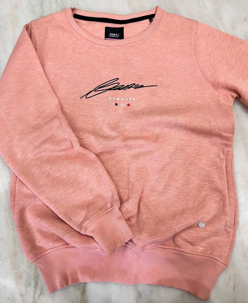 Peach Graphic Print Sweatshirt