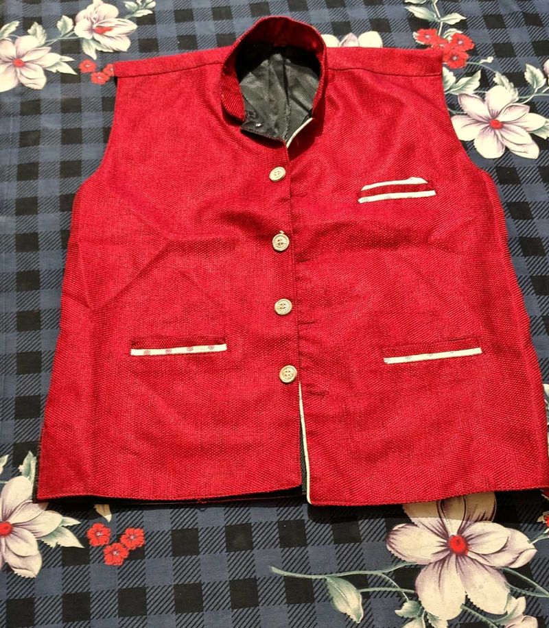 Men's Red Nehru Jacket