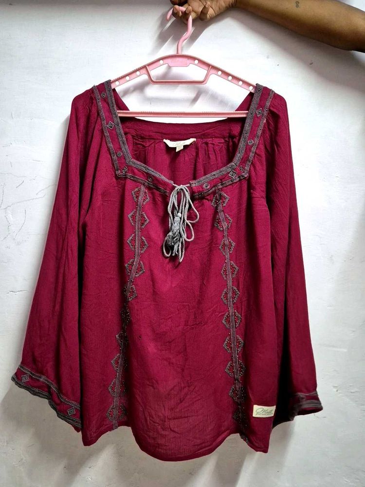 Boho Embroidered Tunic Top