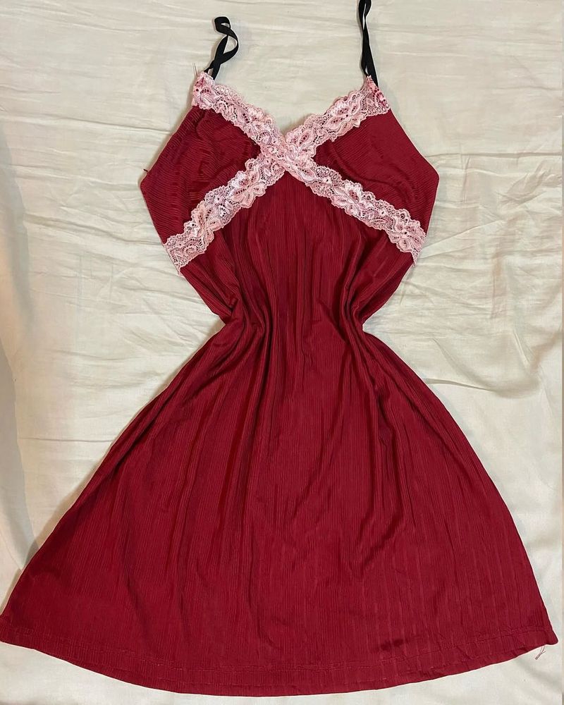y2k pink lace red babydoll dress