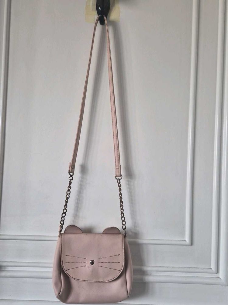 Cute Pink Cat Face Crossbody Bag