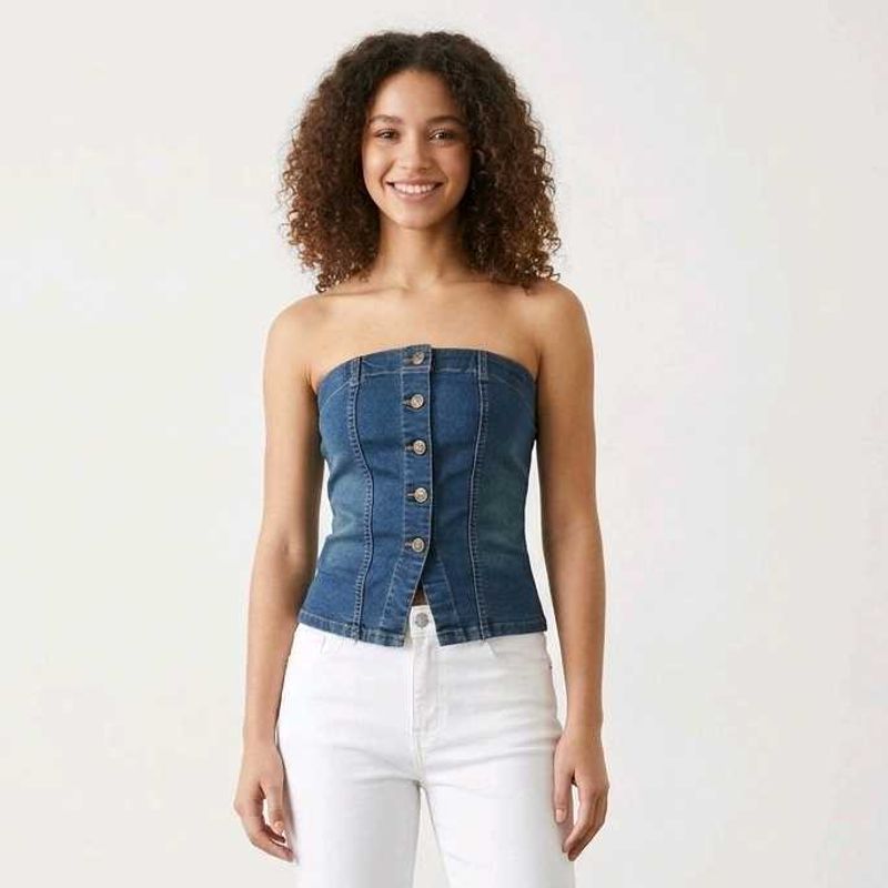 Max cares Denim Strapless Corset Top