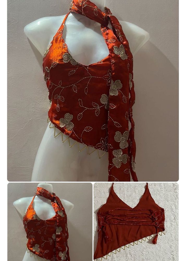 Embellished Halter Neck Top