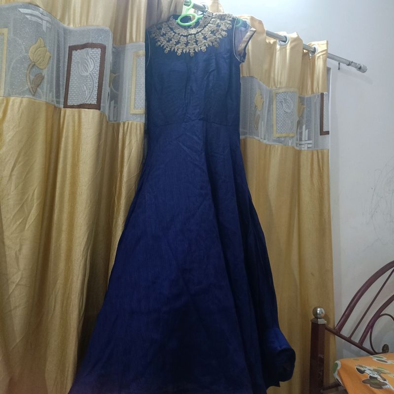 Full Heavy Work In Blue Gown