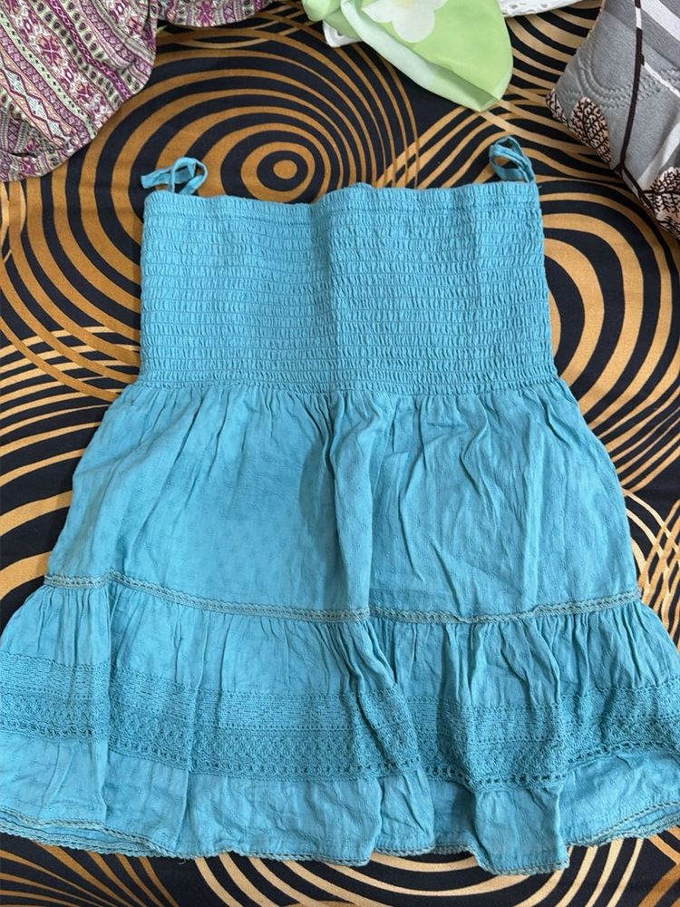 blue off shoulder top