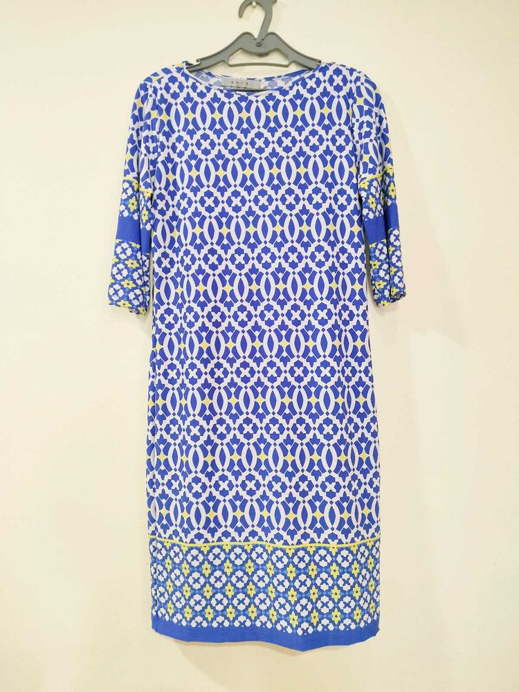 Blue Geometric Print Dress/Kurta