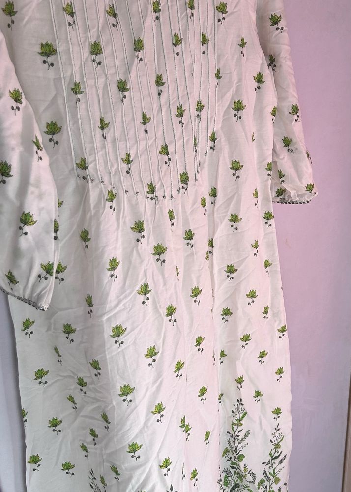 White Floral Print Kurti