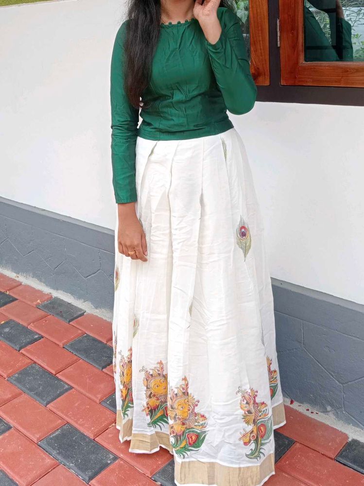 Green Top &amp; Kerala  Skirt