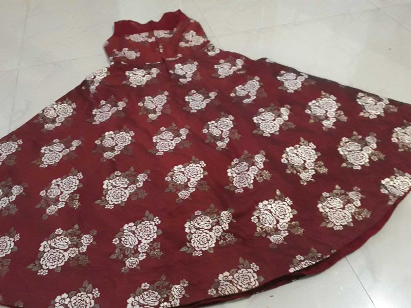 Maroon Floral Print Maxi Dress