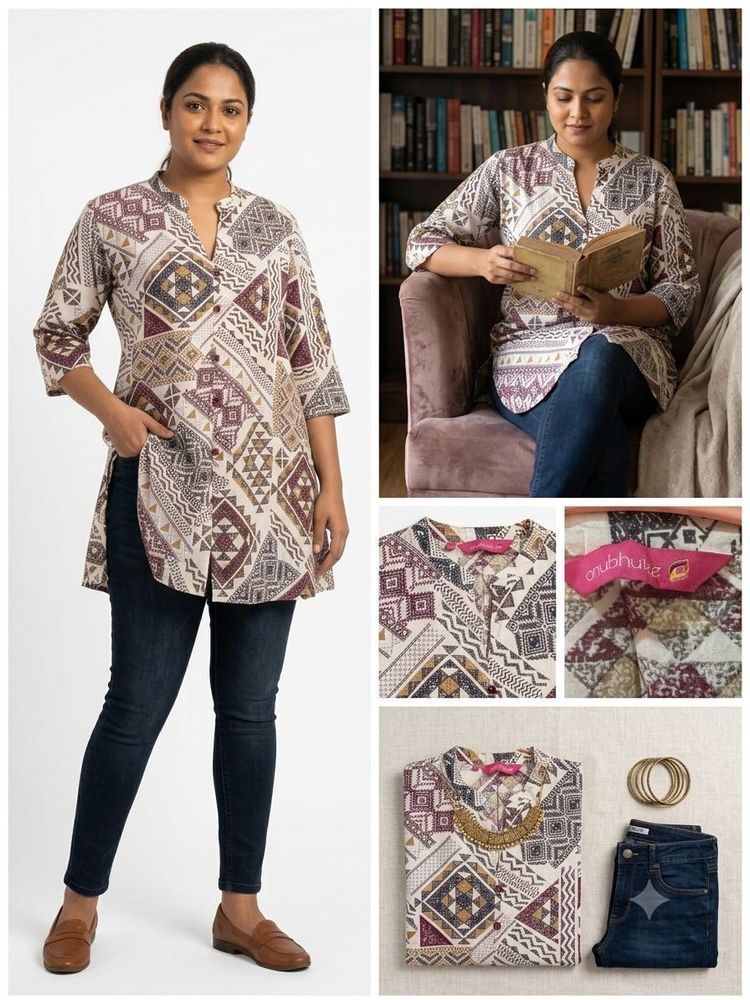 Stylish Geometric Print Kurta