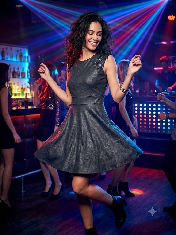 👗 Distressed Coated A-Line Skater Dress