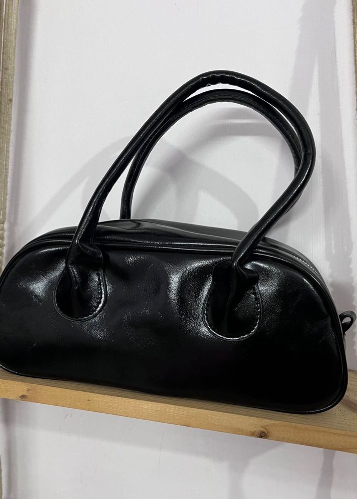 Chic Black Faux Leather Hobo Bag