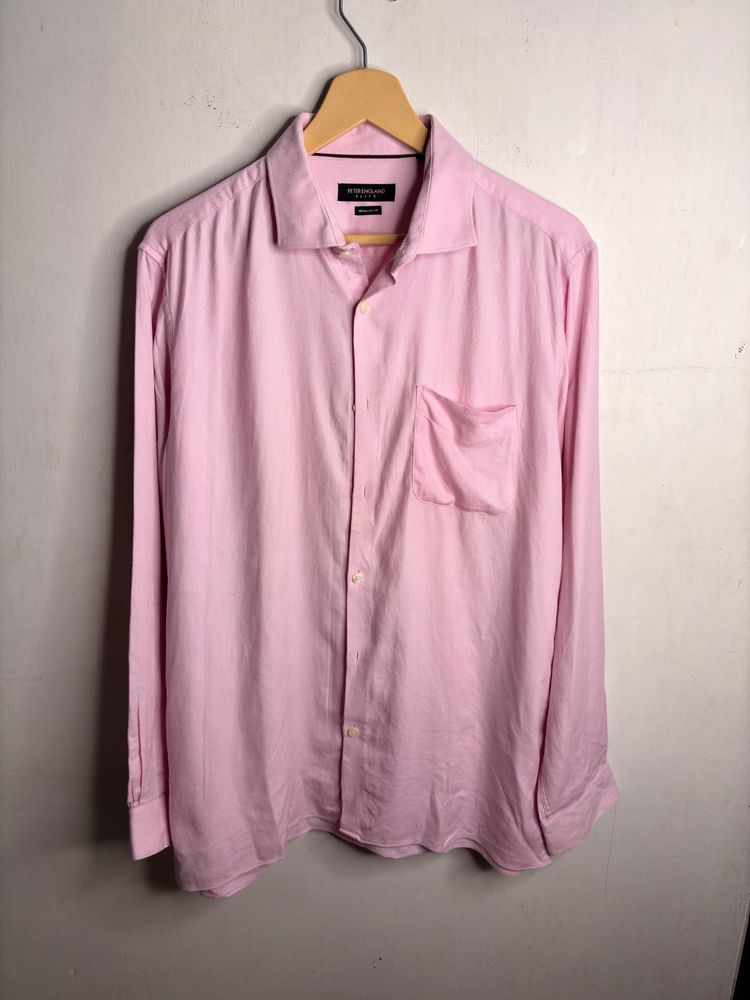 Men's Pink Long Sleeve Button-Up Shirt