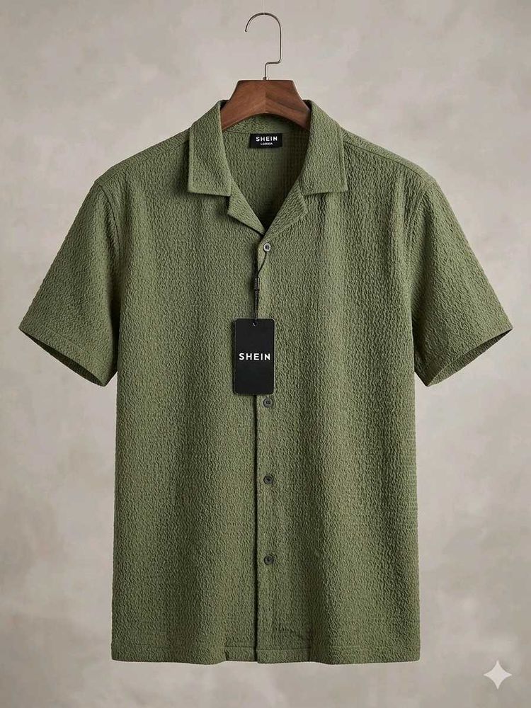 Men's Green Textured Shirt