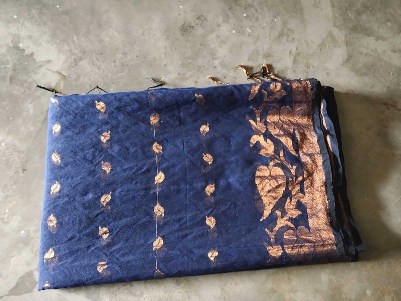 Elegant Navy Blue Saree handloom