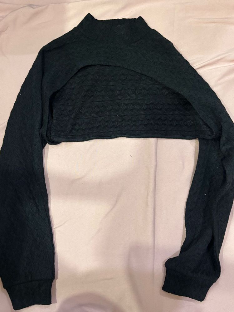 Black Cropped Knit Sweater bolero