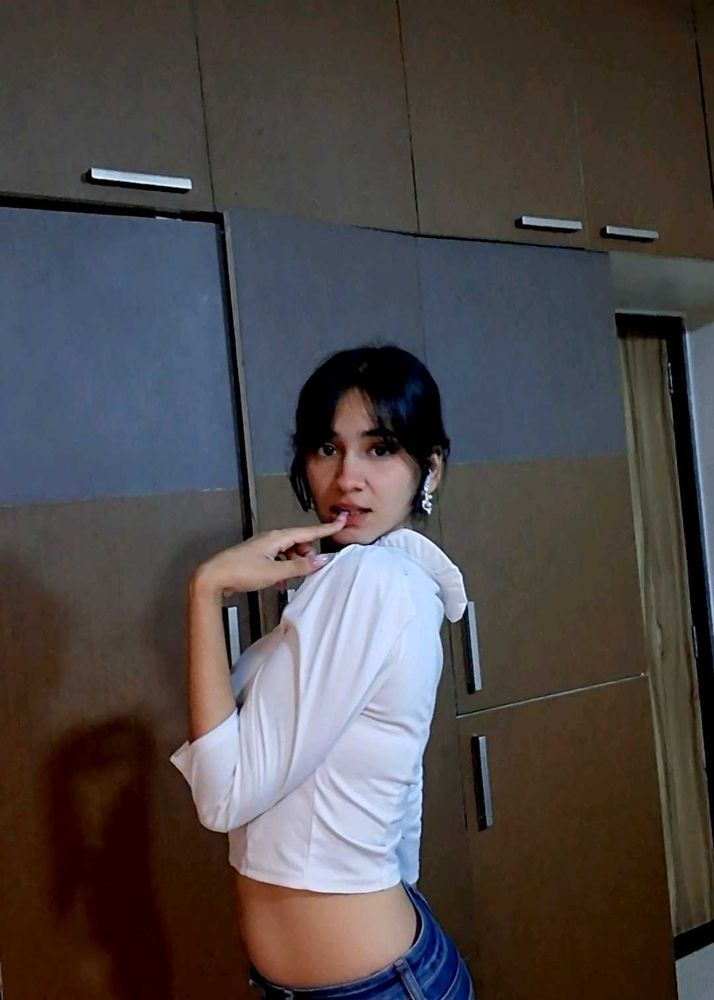 Chic Cropped White Shirt (negotiable)