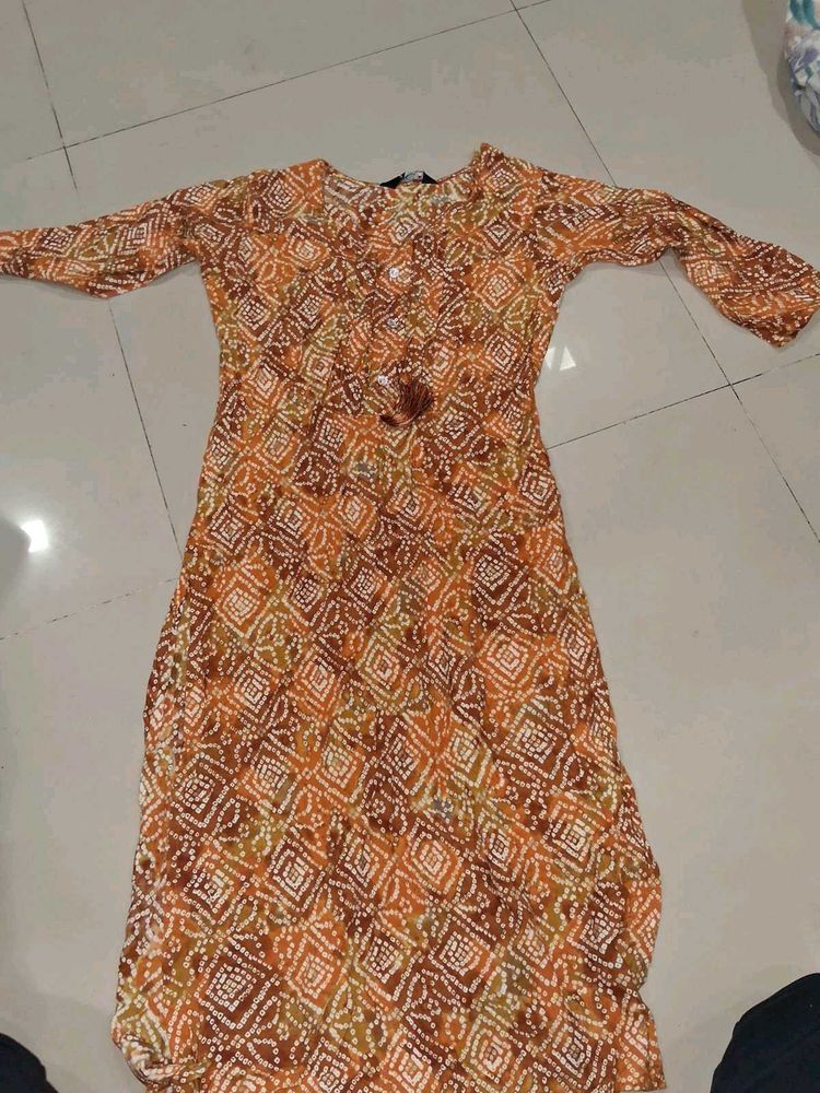 combo of  orange and pink  Printed Kurta
