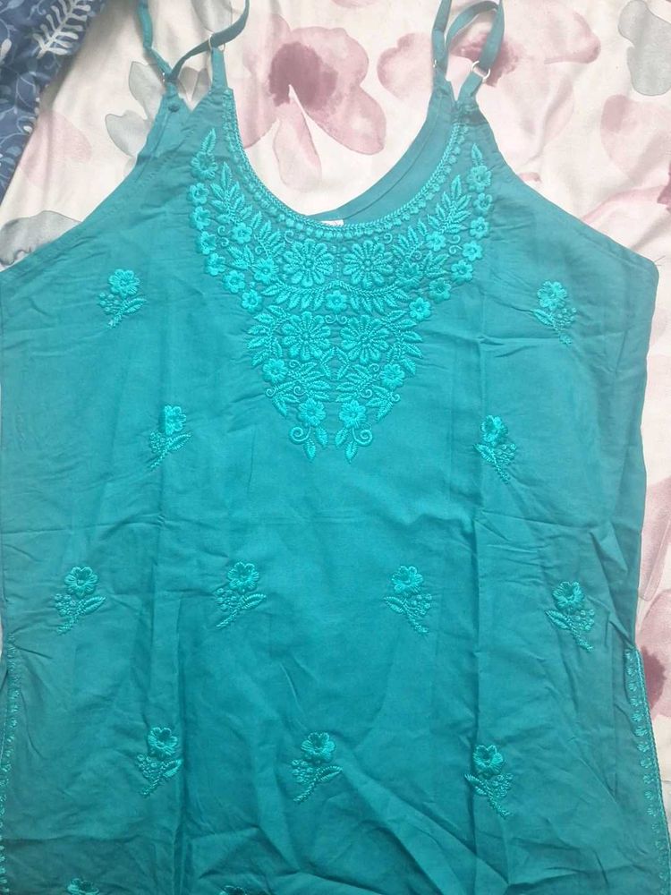 Teal Embroidered Kurta