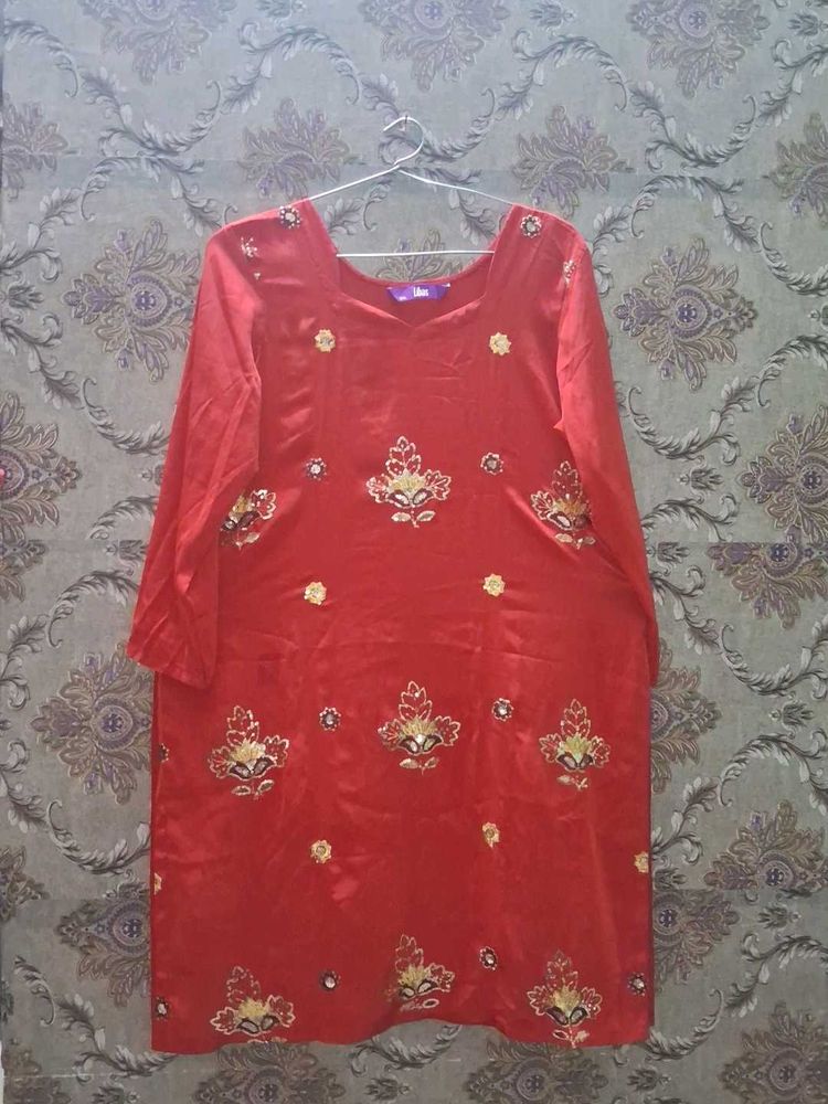 Beautiful Red Embroidered Kurta of 1