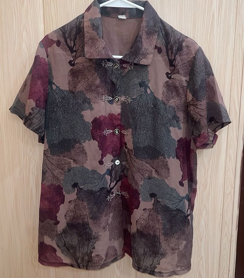Vintage Floral Print Blouse