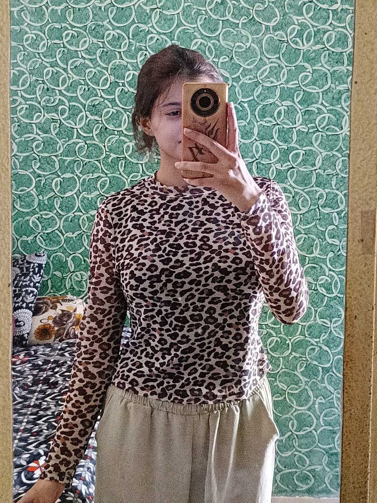 Leopard Print Sheer Top