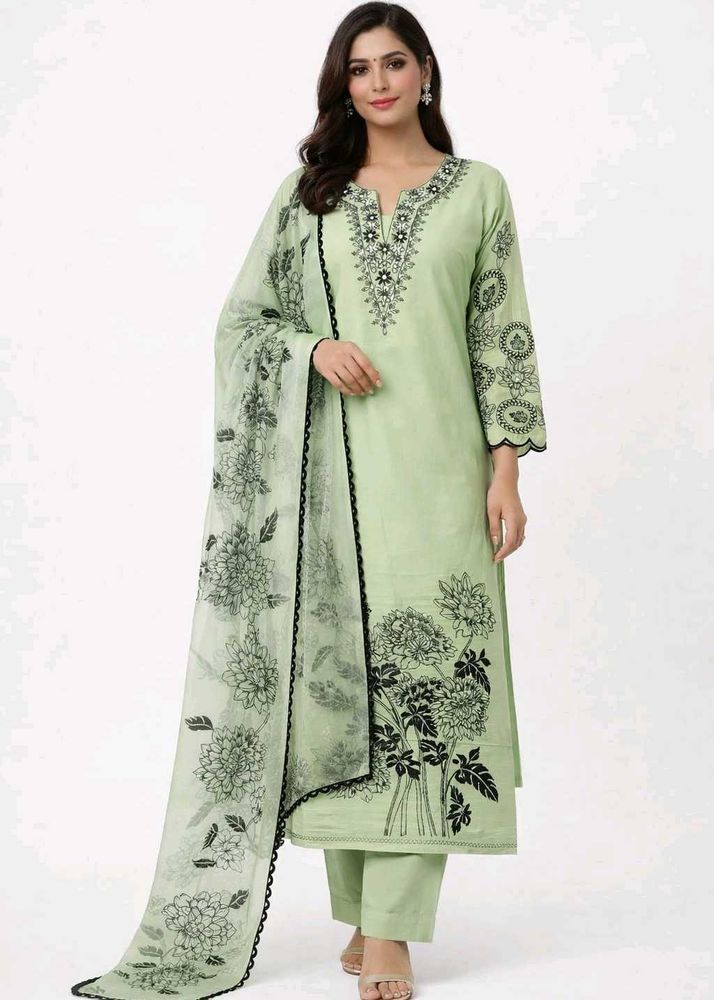 Elegant Light Green Floral Kurta Set
