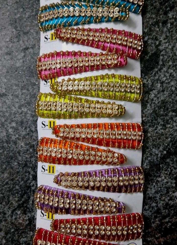 Sparkling Rhinestone Hair Clips - Set of 10