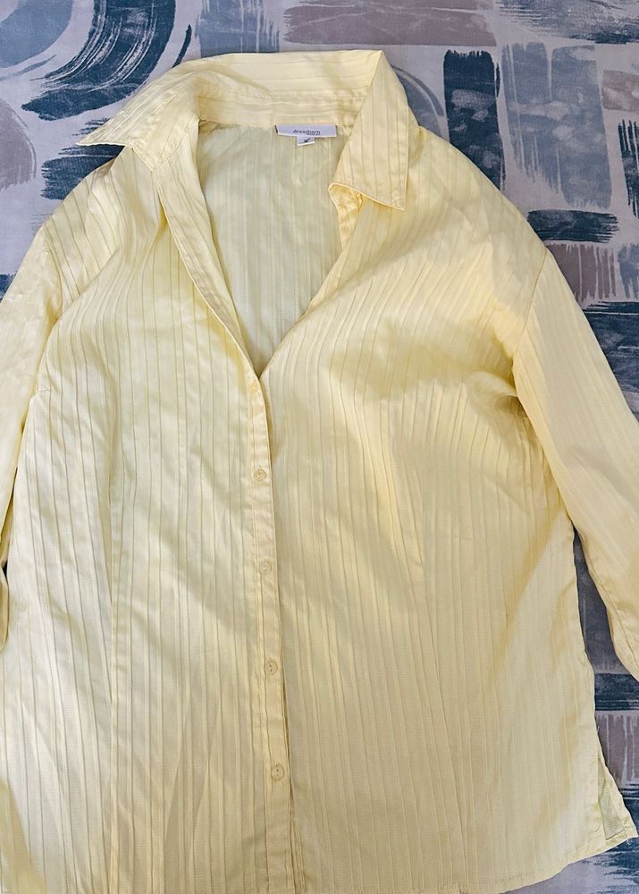 Light Yellow Striped Button-Up Shirt